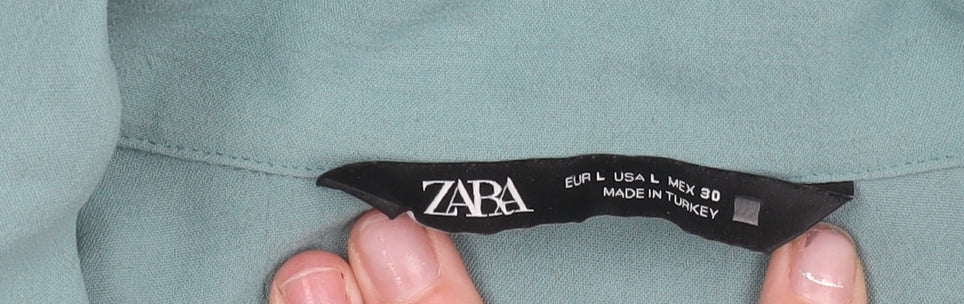 Zara Women’s Green Jumpsuit Size 14 Long Sleeve V-Neck Zip