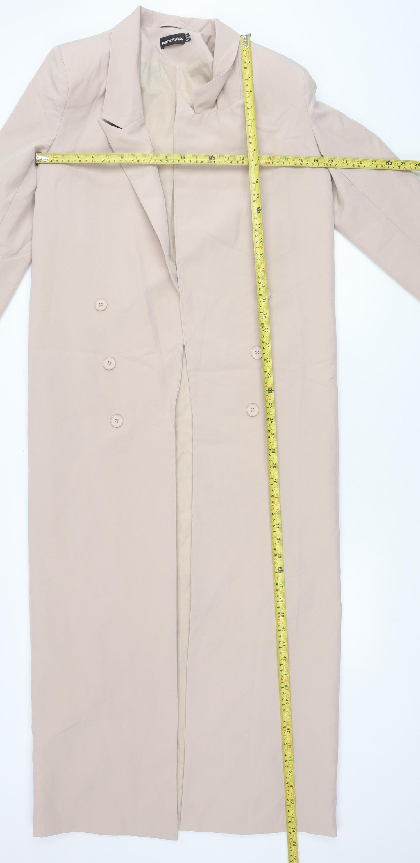 Womens UK Size 10 PRETTYLITTLETHING Beige Trench Coat