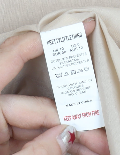 Womens UK Size 10 PRETTYLITTLETHING Beige Trench Coat