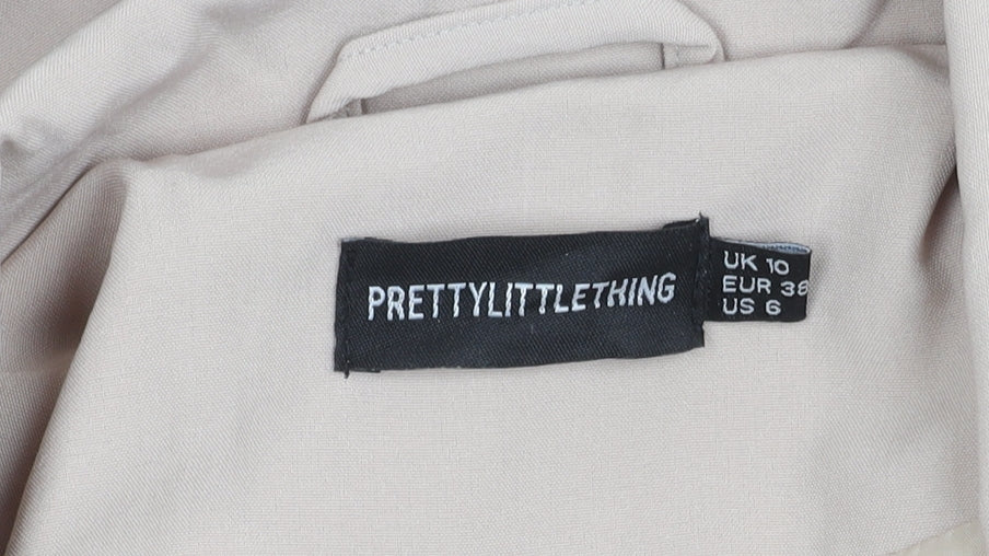 Womens UK Size 10 PRETTYLITTLETHING Beige Trench Coat
