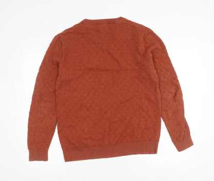 Jack & Jones Men’s Brown Cotton Waffle-Knit Pullover Jumper Size L