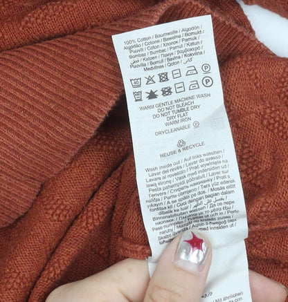 Jack & Jones Men’s Brown Cotton Waffle-Knit Pullover Jumper Size L