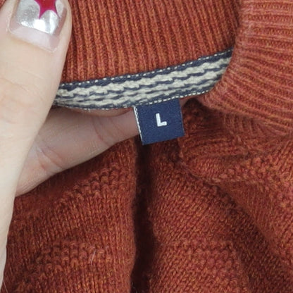 Jack & Jones Men’s Brown Cotton Waffle-Knit Pullover Jumper Size L