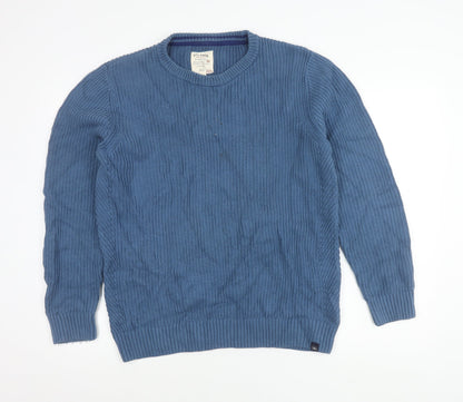 Fat Face Mens Blue Cotton Crew Neck Jumper L Regular Fit Knitwear