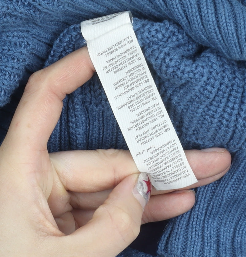 Fat Face Mens Blue Cotton Crew Neck Jumper L Regular Fit Knitwear