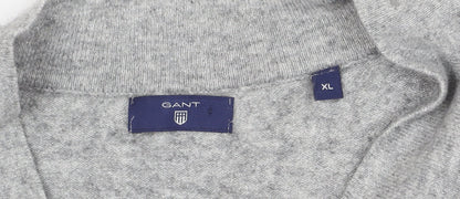Gant Womens Grey V-Neck Wool Pullover Jumper XL