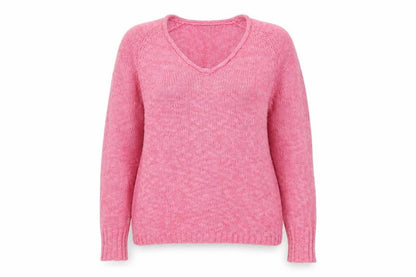Chaps Women’s Pink XL V-Neck Knit Pullover Jumper Long Sleeve