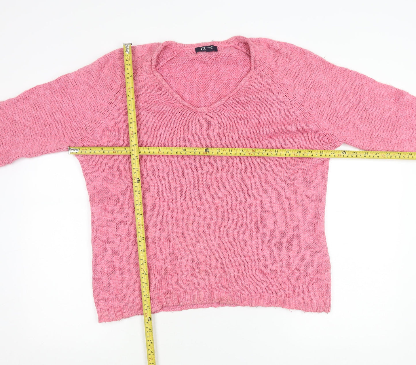 Chaps Women’s Pink XL V-Neck Knit Pullover Jumper Long Sleeve