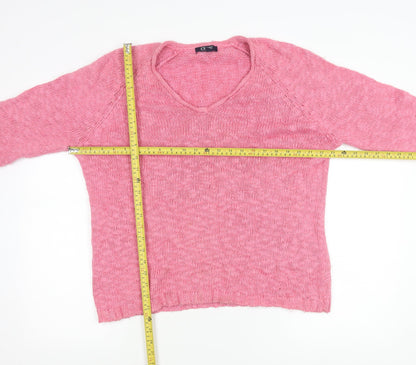 Chaps Women’s Pink XL V-Neck Knit Pullover Jumper Long Sleeve