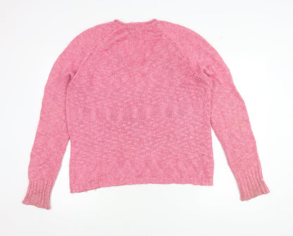 Chaps Women’s Pink XL V-Neck Knit Pullover Jumper Long Sleeve