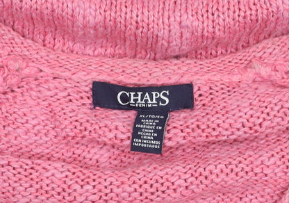 Chaps Women’s Pink XL V-Neck Knit Pullover Jumper Long Sleeve