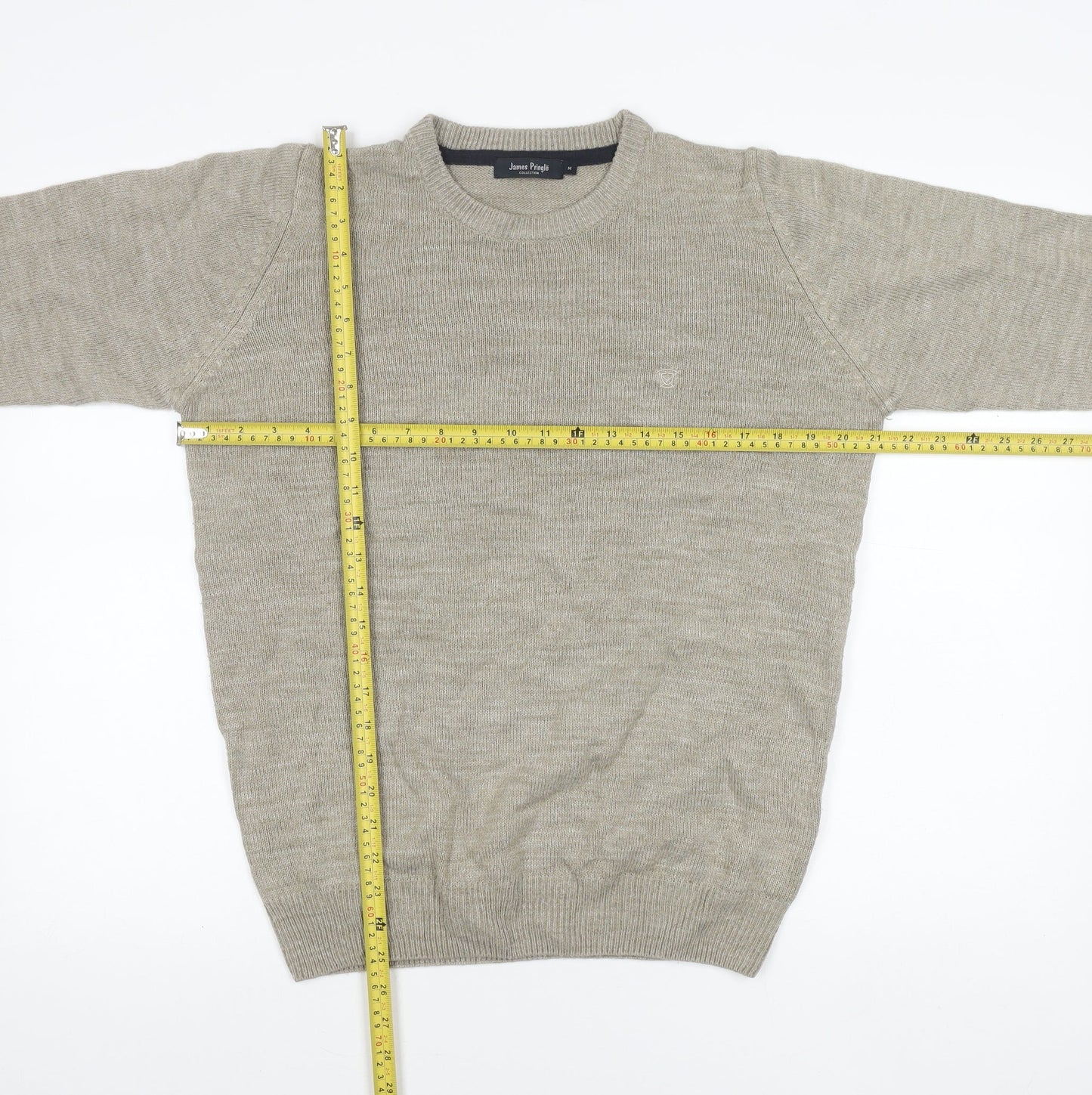 James Pringle Men’s Beige Acrylic Knit Pullover Jumper M