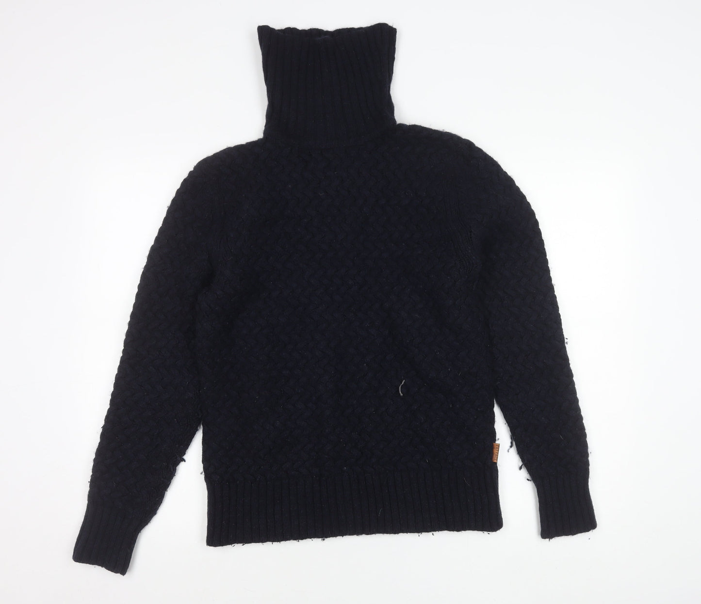 FatFace Mens Blue Wool Blend Roll Neck Jumper Size S Casual Knit