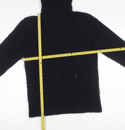 FatFace Mens Blue Wool Blend Roll Neck Jumper Size S Casual Knit