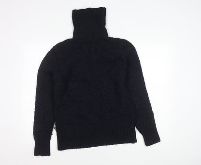 FatFace Mens Blue Wool Blend Roll Neck Jumper Size S Casual Knit