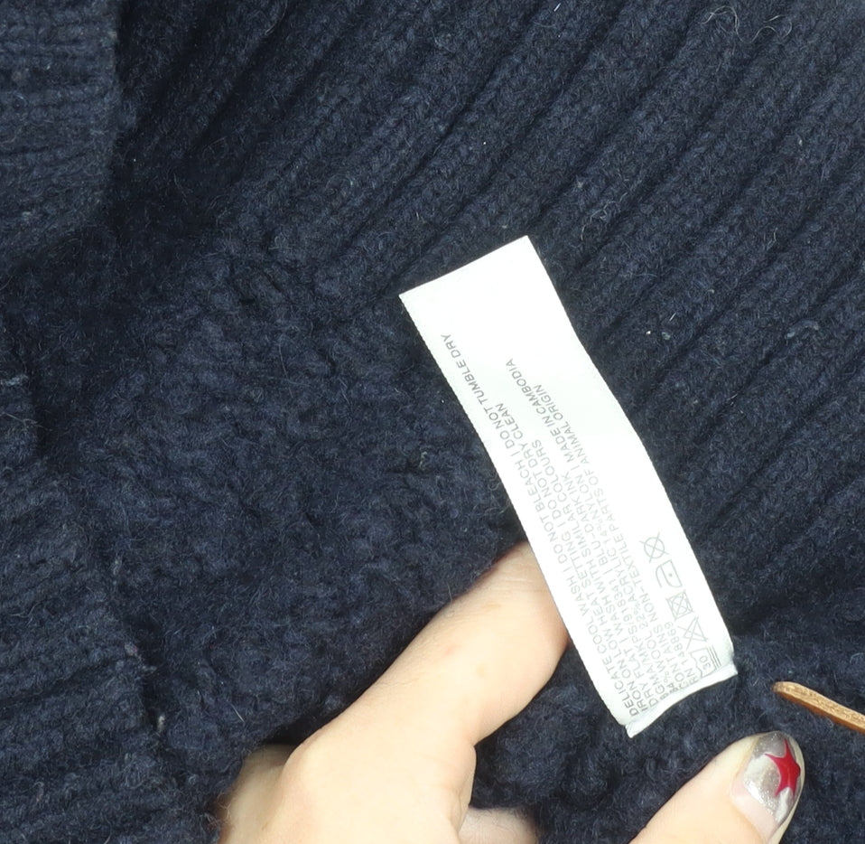 FatFace Mens Blue Wool Blend Roll Neck Jumper Size S Casual Knit