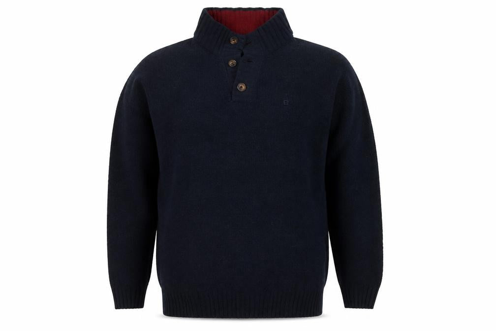 Mens UK Size L Pierre Cardin Blue Henley Jumper
