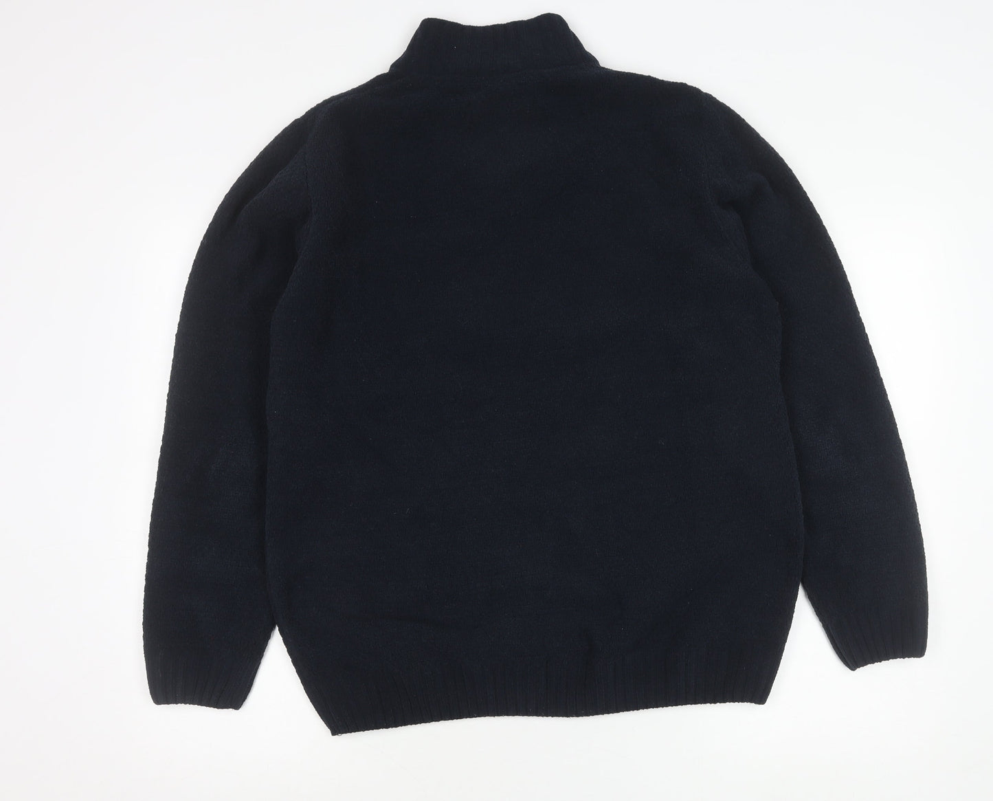 Pierre Cardin Mens Blue L Henley Knit Jumper Polyester Long Sleeve