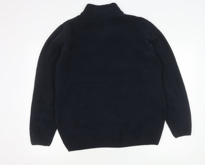 Pierre Cardin Mens Blue L Henley Knit Jumper Polyester Long Sleeve