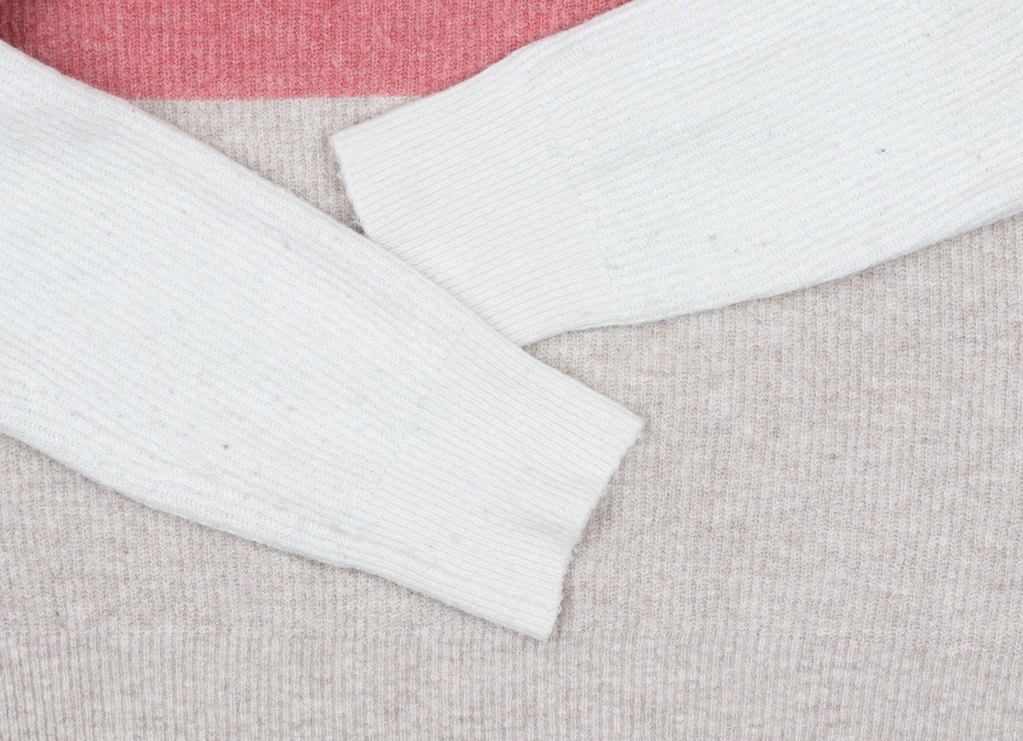 Joules Womens Pink Beige White Wool Blend Mock Neck Jumper Size 12