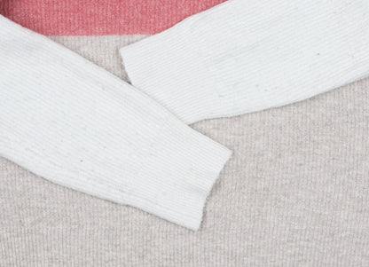 Joules Womens Pink Beige White Wool Blend Mock Neck Jumper Size 12