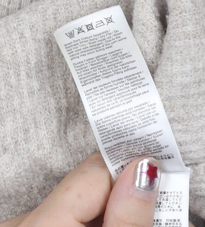 Joules Womens Pink Beige White Wool Blend Mock Neck Jumper Size 12