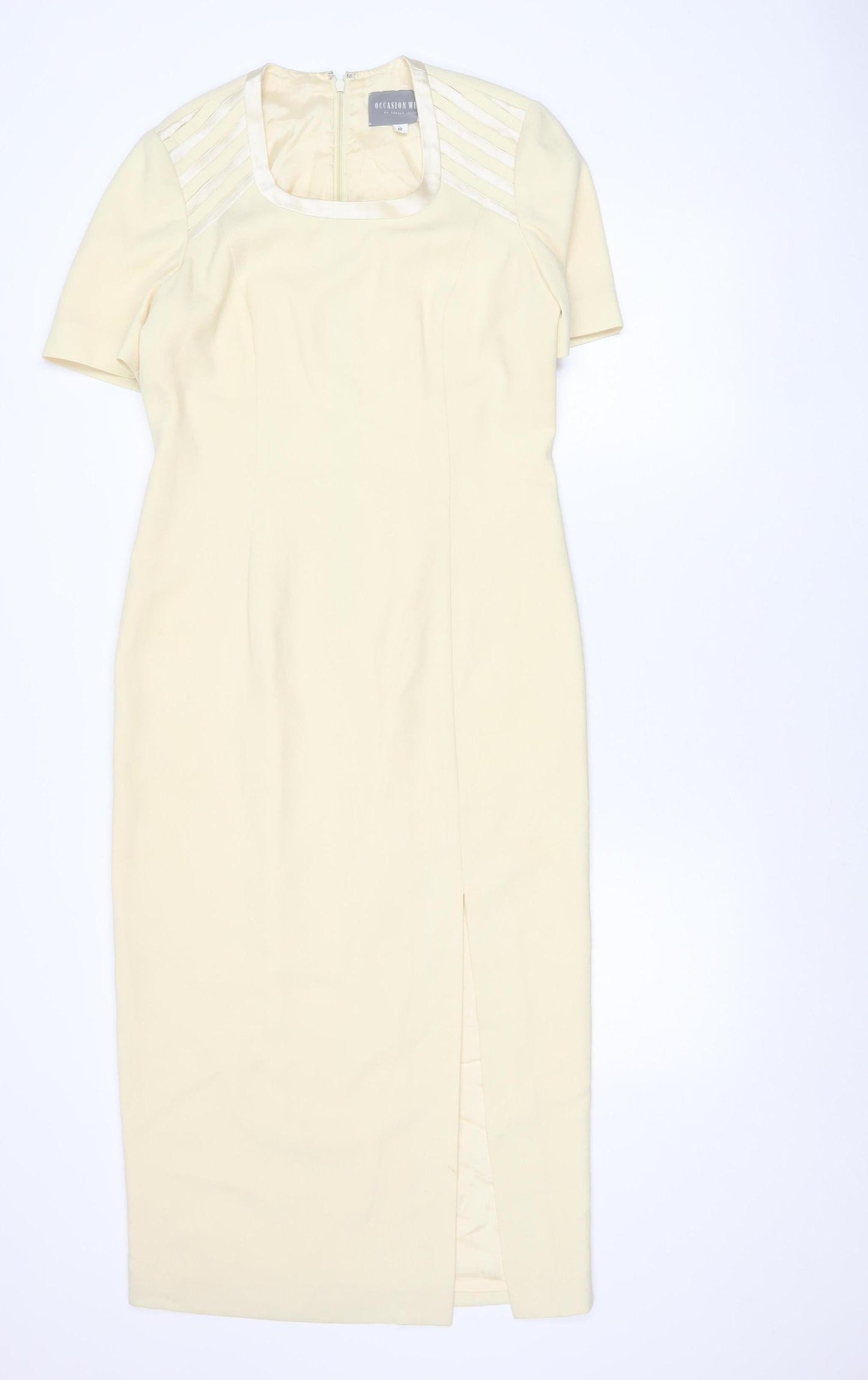 Ronald Joyce Women Ivory Sheath Dress Size 12 Wedding Occasion