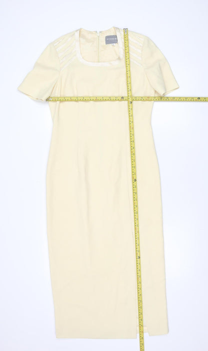 Ronald Joyce Women Ivory Sheath Dress Size 12 Wedding Occasion