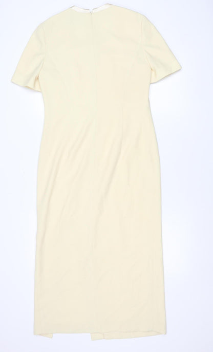 Ronald Joyce Women Ivory Sheath Dress Size 12 Wedding Occasion