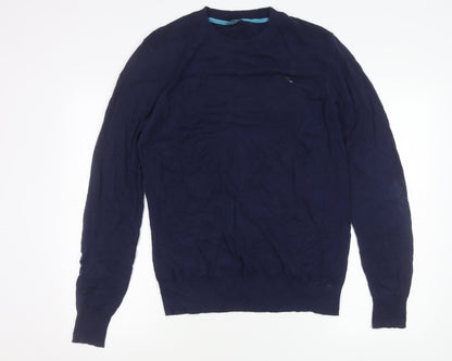 Diesel Mens Blue Slim Fit Crew Neck Cotton Jumper Size S