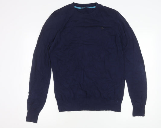 Diesel Mens Blue Slim Fit Crew Neck Cotton Jumper Size S