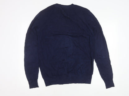 Diesel Mens Blue Slim Fit Crew Neck Cotton Jumper Size S