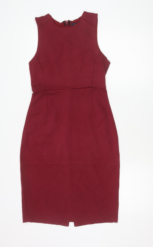 French Connection Women’s Red Sleeveless Sheath Dress Size 10