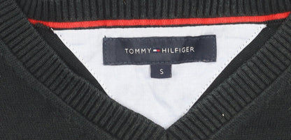 Tommy Hilfiger Men’s Black Cotton V-Neck Pullover Jumper Size S