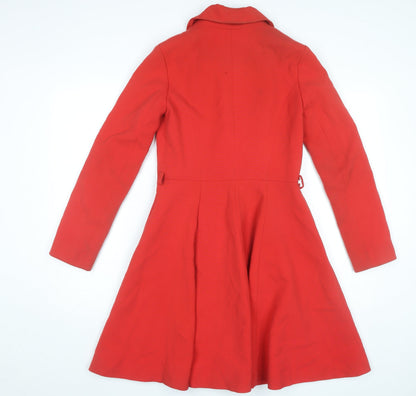 Womens UK Size 8 Miss Selfridge Red Overcoat