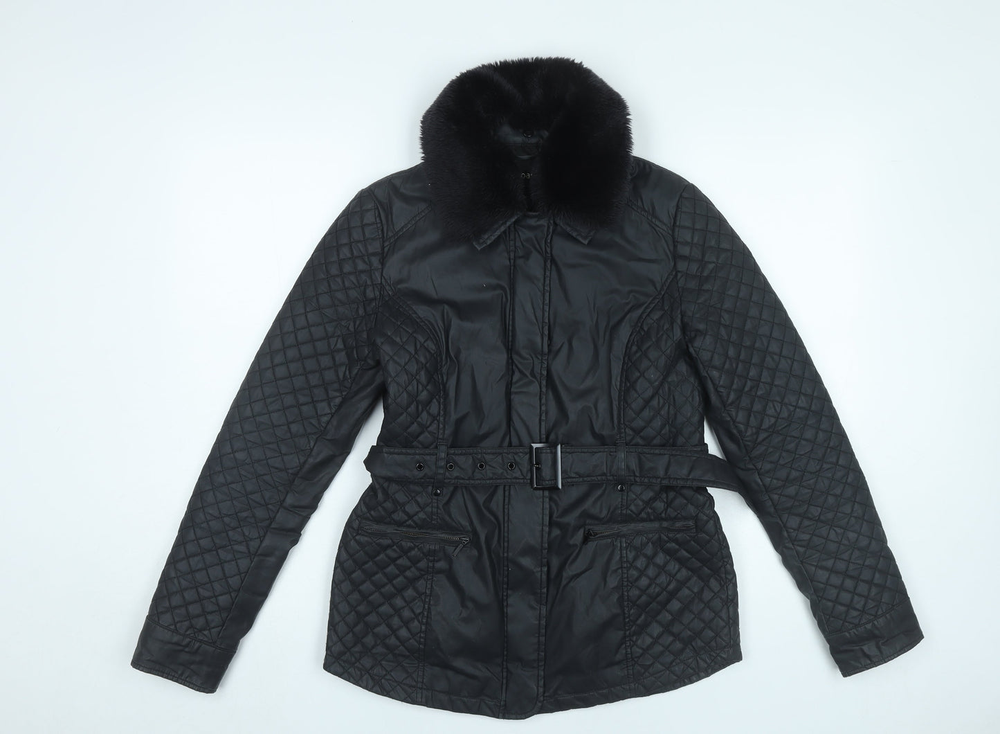 Womens UK Size S Oasis Black Quilted Coat
