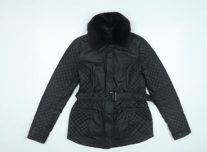 Womens UK Size S Oasis Black Quilted Coat