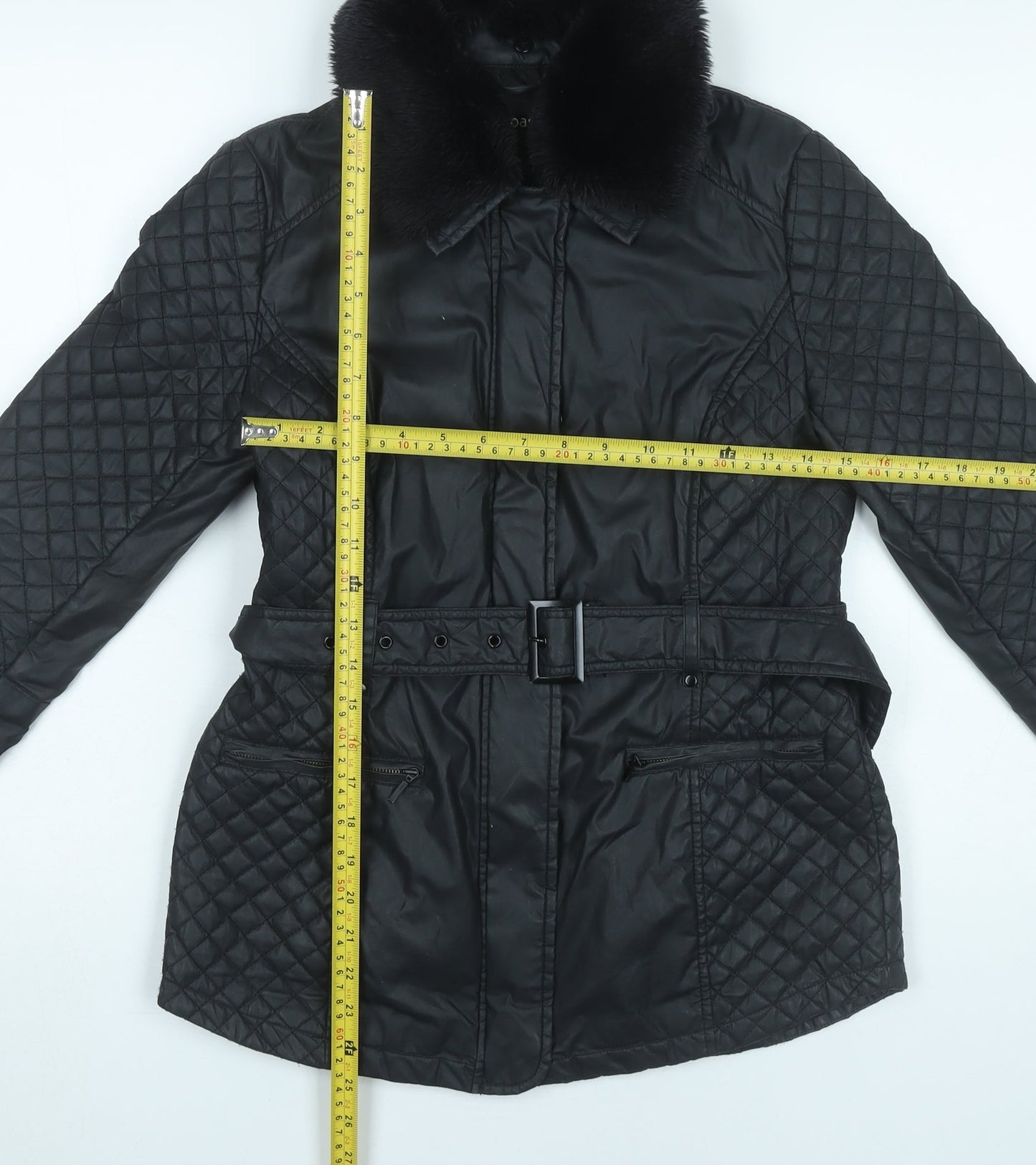 Womens UK Size S Oasis Black Quilted Coat