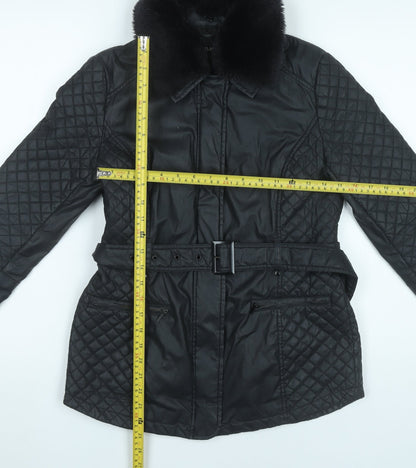 Womens UK Size S Oasis Black Quilted Coat
