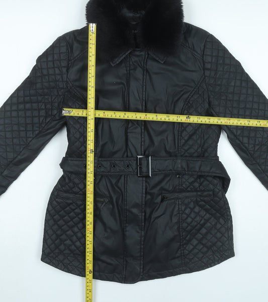 Womens UK Size S Oasis Black Quilted Coat