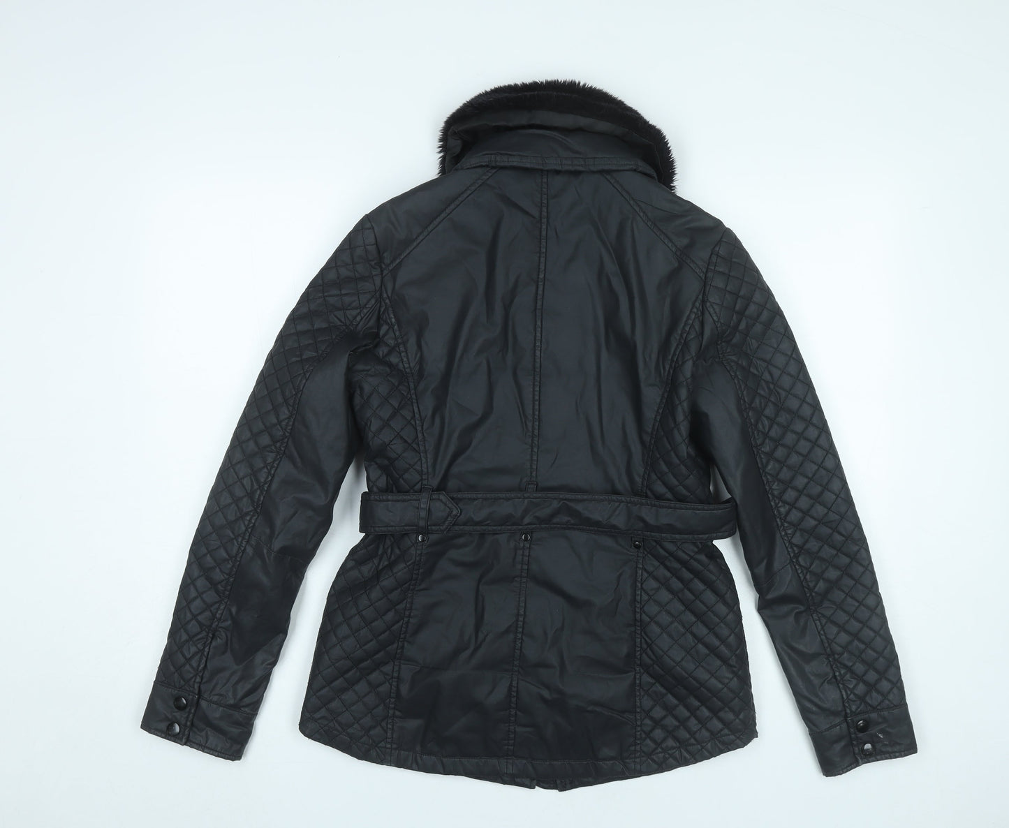 Womens UK Size S Oasis Black Quilted Coat