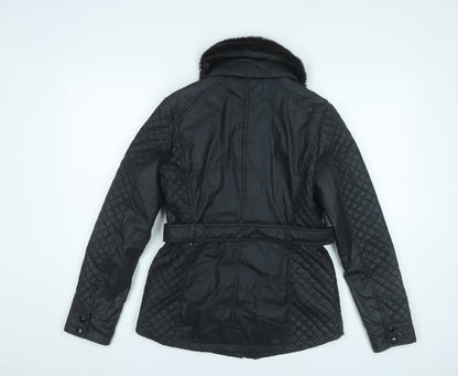 Womens UK Size S Oasis Black Quilted Coat