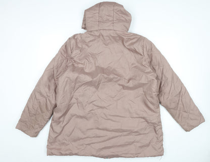 Anne de Lançay Womens Brown Quilted Puffer Coat L Hooded Jacket