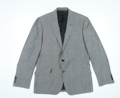 Jaeger Men’s Grey Wool Mohair Blazer 40R Regular Fit Jacket