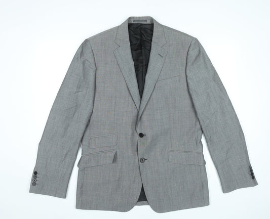 Jaeger Men’s Grey Wool Mohair Blazer 40R Regular Fit Jacket