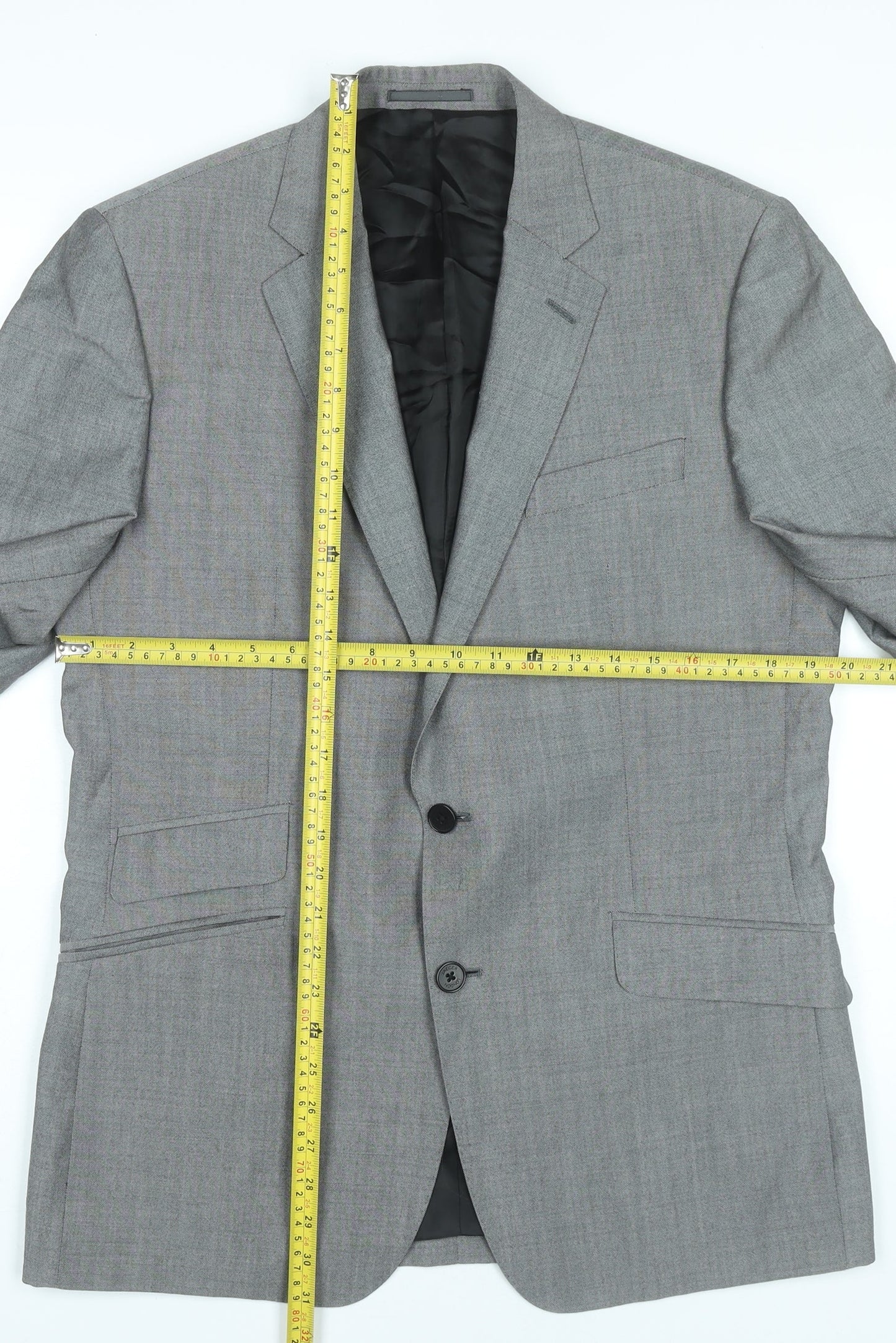 Jaeger Men’s Grey Wool Mohair Blazer 40R Regular Fit Jacket