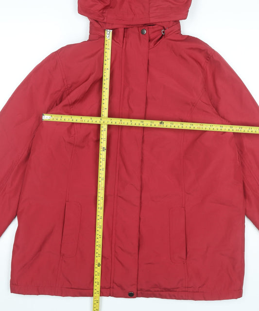 Bm Women’s Red Hooded Puffer Jacket Size M Mid-Length Polyester