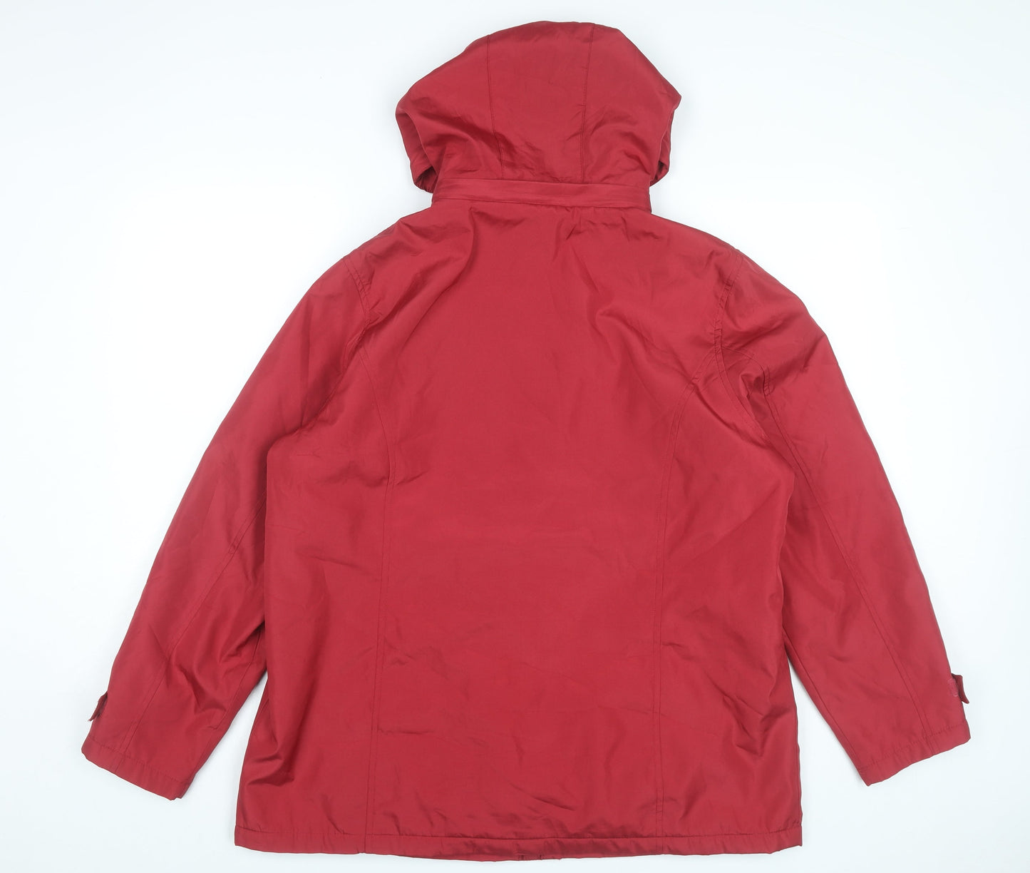 Bm Women’s Red Hooded Puffer Jacket Size M Mid-Length Polyester