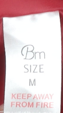 Bm Women’s Red Hooded Puffer Jacket Size M Mid-Length Polyester