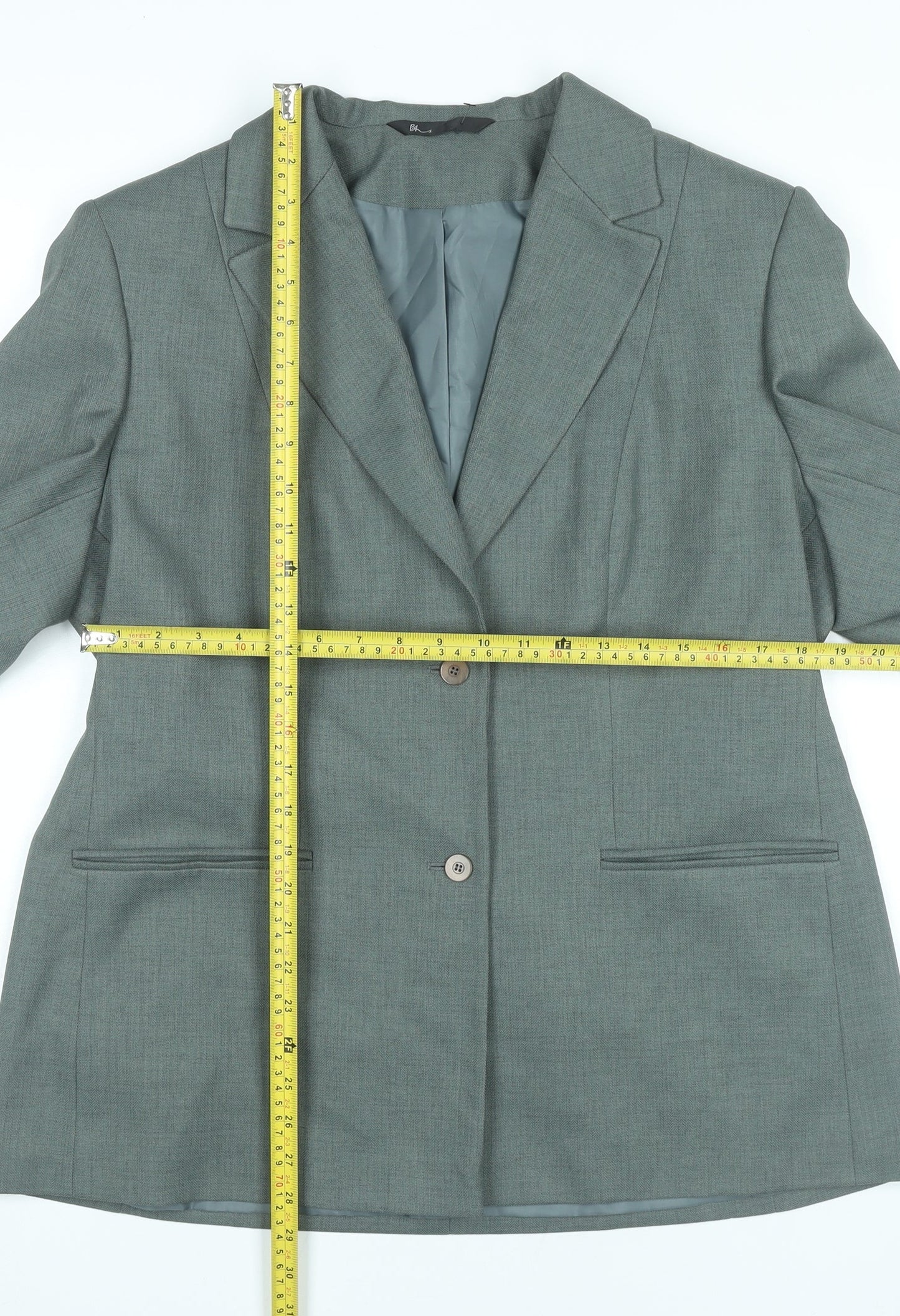 BHS Womens Grey Size 18 Notch Lapel Two-Button Blazer Jacket